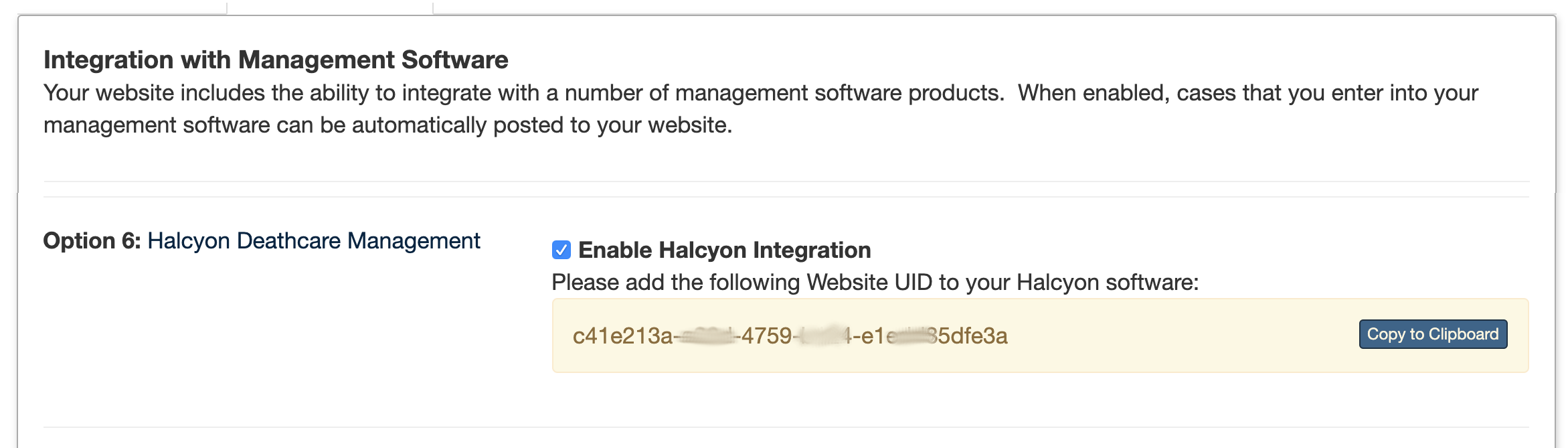 CFS Consolidated Funeral Services Integration Halcyon Help